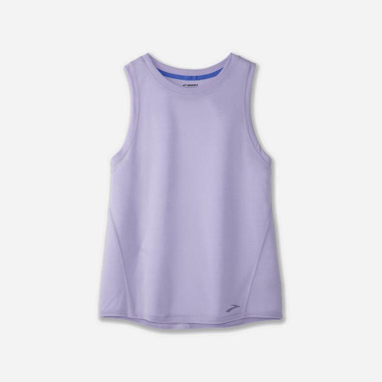 Brooks Distance Women's Running Tank Top UK Online - Heather Violet Dash/Black (WXHMA9238)